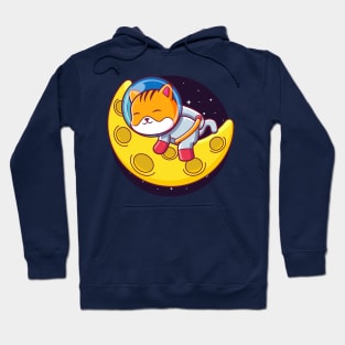 cat astronaut sleeping on the moon Hoodie